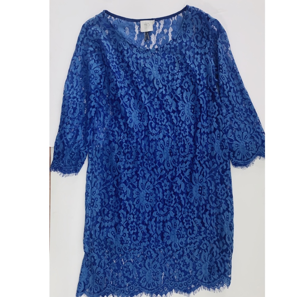Anthropologie blue lace cocktail dress